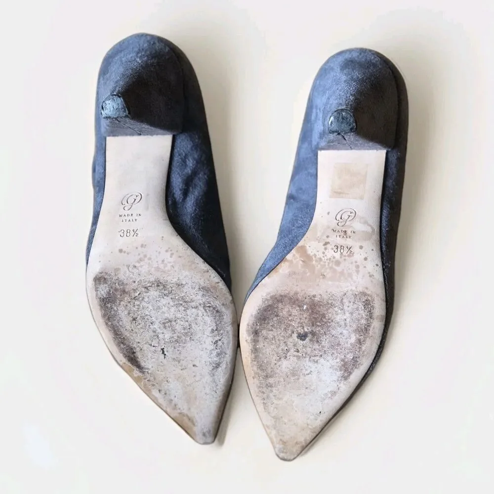 M. GEMI Women’s Size 38.5 / 7.5 Gray Pull-On UltraSuede Sock Booties Italy - Picture 6 of 7